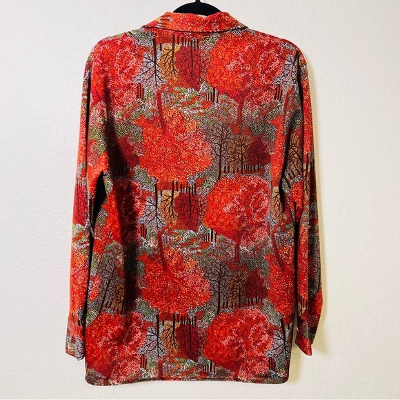 Vintage Fall Tree Scene Button Down Casual Shirt Large - Picture 7 of 7
